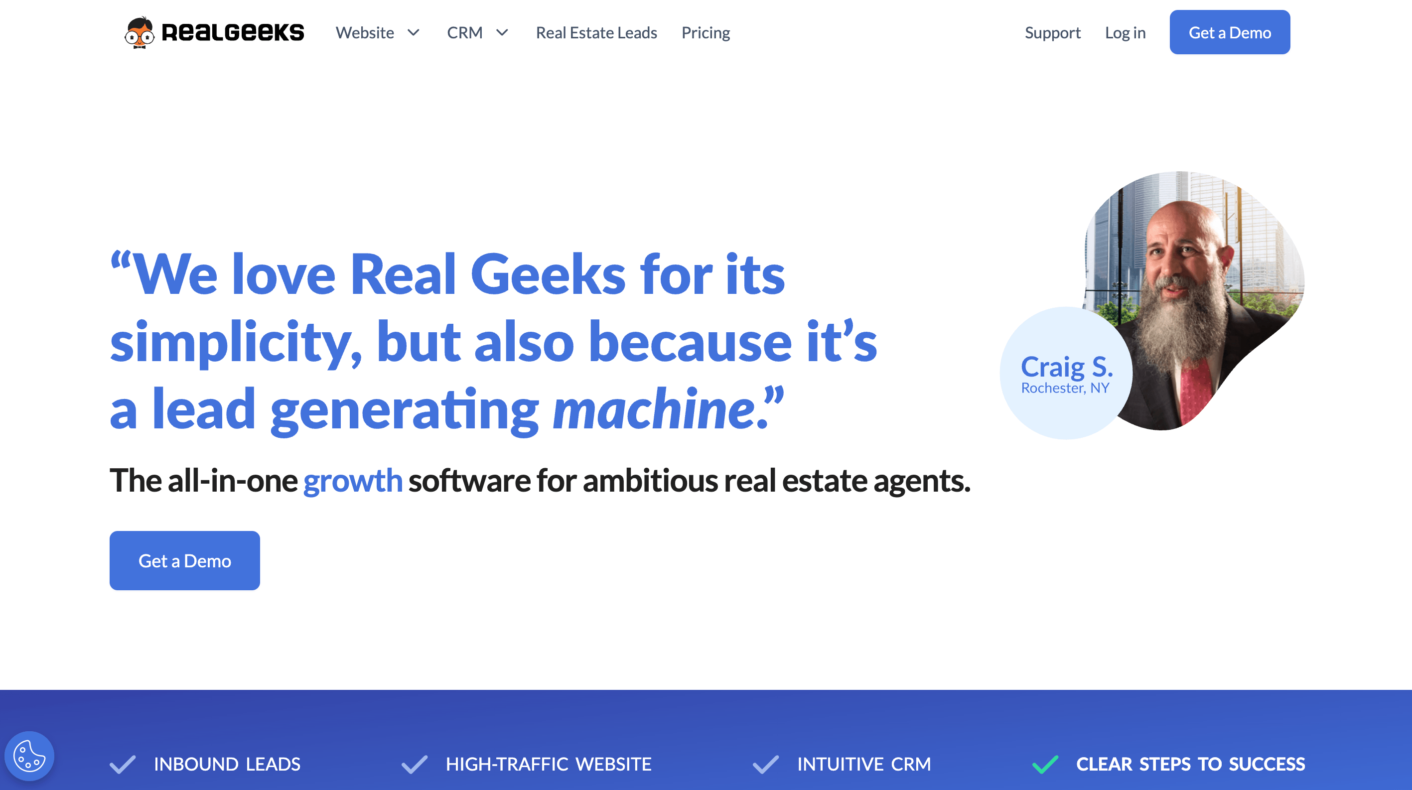 Real Geeks's landing page